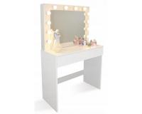 Fehér sminkasztal beépített világítással 80 X 40 X 140 cm-es