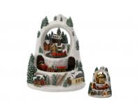 Karácsonyi dekoráció TÉLI FALU VONATTAL 23 x 23 x 25,5 cm