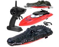 Távirányítós krokodil motorcsónak piros színben