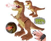 Kézmozdulatokkal vezérelhető dínó gőz-, fény- és hangeffektusokkal - barna