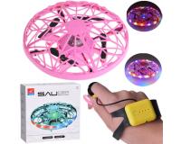 Kézi vezérlésű korong alakú drón fényeffektusokkal rózsaszín színben