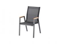 Acél kerti szék Polywood karfákkal - fekete