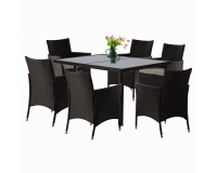 NAGY KERTI BÚTOR GARNITÚRA - RATTAN (ASZTAL és 6 SZÉK)