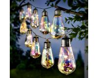 Garden Line FELSI izzó alakú napelemes kerti fényfüzér - hideg fehér fényű 5,8M