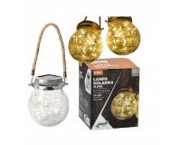 Kerti szolár függő üveggolyó lámpa  - meleg fehér 15 x 15 x 41 cm