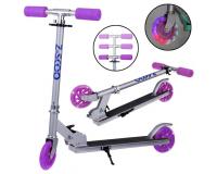 Összecsukható roller világító kerekekkel - lila kerékkel és markolattal