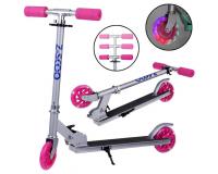 Összecsukható roller világító kerekekkel - rózsaszín kerékkel és markolattal