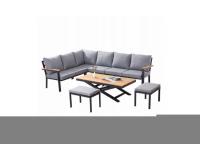 MODERN KERTI BÚTOR GARNITÚRA (SARKANAPÉ + ASZTAL + 2 ZSÉKLŐ) ANTRACIT + SZÜRKE PÁRNÁK