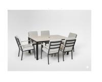 Elegáns alumínium kerti bútor szett - asztal, 6 szék