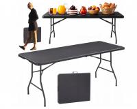 Összecsukható fekete kerti asztal 180 x 74 cm