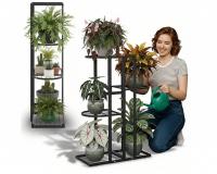 4 szintes virágtartó állvány - fém - fekete - 76 cm