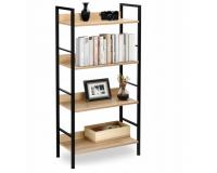 Varberg Loft Sonoma tölgy könyvespolc fekete fémvázzal – 125 cm