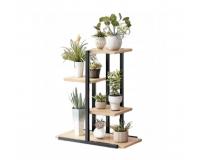 Virágtartó Állvány – 4 Szintes, Sonoma Tölgy / Fekete Fém Vázzal