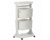 Többszintes műanyag gurulós polc fehér színben - 81 cm