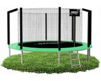 Trambulin védőhálóval fekete-zöld színben 374 cm