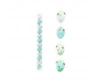 Húsvéti dekorációs tojások 12 darab -  virágos kék,fehér