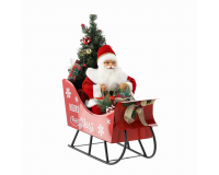 Mikulás Szánkóban Karácsonyfával – LED világítással és Karácsonyi Dallamokkal, 60 cm