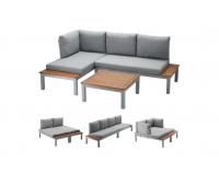 ALUMÍNIUM MODULÁRIS BÚTOR GARNITÚRA "BOHITO" - ASZTAL + 2 KANAPÉ