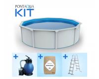 Pontaqua Family Pool KIT WHITE kerek fémfalas családi medence szett 360 x 120 cm