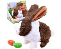 Interaktív barna-fehér plüss nyuszi répával