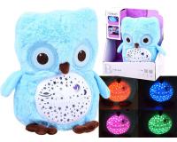 Kék bagoly interaktív játékfigura éjszakai fénnyel és kellemes dallamokkal
