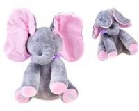 Bújócskázó éneklő interaktív elefánt rózsaszín fülekkel