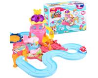 Színes csúszdás hörcsögpálya kishörcsöggel