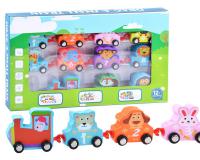 Színes állatos oktató mozdony szett (10 darabos)