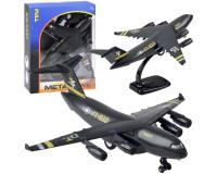 Katonai fém repülőgép állvánnyal fekete színben fény- és hangeffektusokkal
