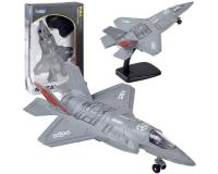 Fém katonai vadászrepülő szürke színben állvánnyal, fény- és hangeffektusokkal