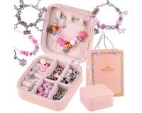 Karkötő készítő készlet gyöngyökkel, medálokkal vízálló ékszerdobozban
