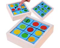 Fa oktató kocka játék - 14 cm x 14 cm