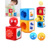 Színes válogató kockatorony labdákkal