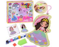 Gyémántfestő készlet hercegnős sablonnal, színes gyöngyökkel, applikátorral