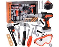 Nagy műanyag barkácskészlet elemes csavarhúzóval