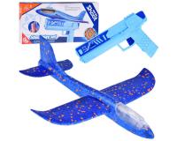 Repülőgép indító pisztoly hungarocell repülővel kék színben