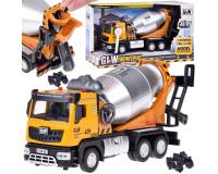 Sárga forgó dobos fém betonmixer hang- és fényeffektusokkal