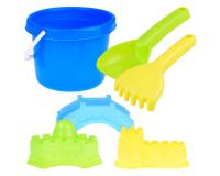 Homokozókészlet vödörrel vár formákkal, lapáttal