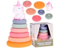 Szenzoros érzékszervi színes gumi piramis unikornissal