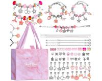 Rózsaszín gyöngykészlet papírtáskában karkötő készítéséhez