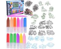 Kulcstartó készítő készlet kisfiúknak sablonokkal, festékekkel, gyöngyökkel