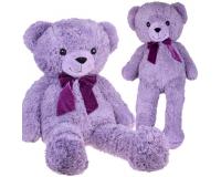 Nagyméretű lila plüss mackó lila masnival - 110 cm magas