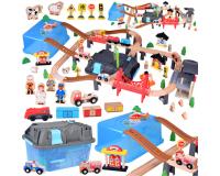 Mega fa városi vonatpálya - 100 építőelemből álló készlet