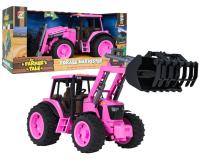 Rózsaszín, interaktív traktor fogófülkével, hang- és fényfunkciókkal
