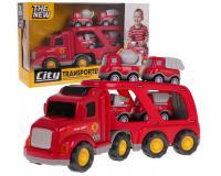 Interaktív járműkészlet - Autószállító kamion tűzoltósági járművekkel