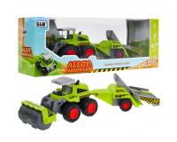 Talajművelő traktor gyűjtő pótkocsival 1:55 méretarányban