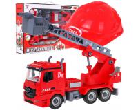 Tűzoltóautó + tűzoltó sisak