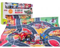 Városi tűzoltóság szőnyeg + puha játékautó készlet