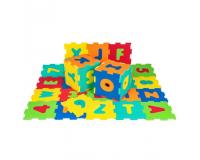 Színes habszivacs játszószőnyeg betűkkel és számokkal 20 cm x 20 cm x 1 cm kockákból