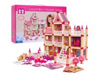 Mega fa építőkocka készlet rózsaszín kastély -268 db-os